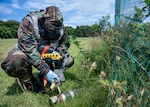 U.S. Air Force Master Sgt. Daniel Saldivar, the alternate emergency manager and noncommissioned officer in charge of the Emergency Management Flight assigned to the 151st Wing, Utah Air National Guard, uses a Joint Chemical Agent Detector to assess a potential hazard during Exercise Serow Samurai at Misawa Air Base, Japan, July 20, 2026.