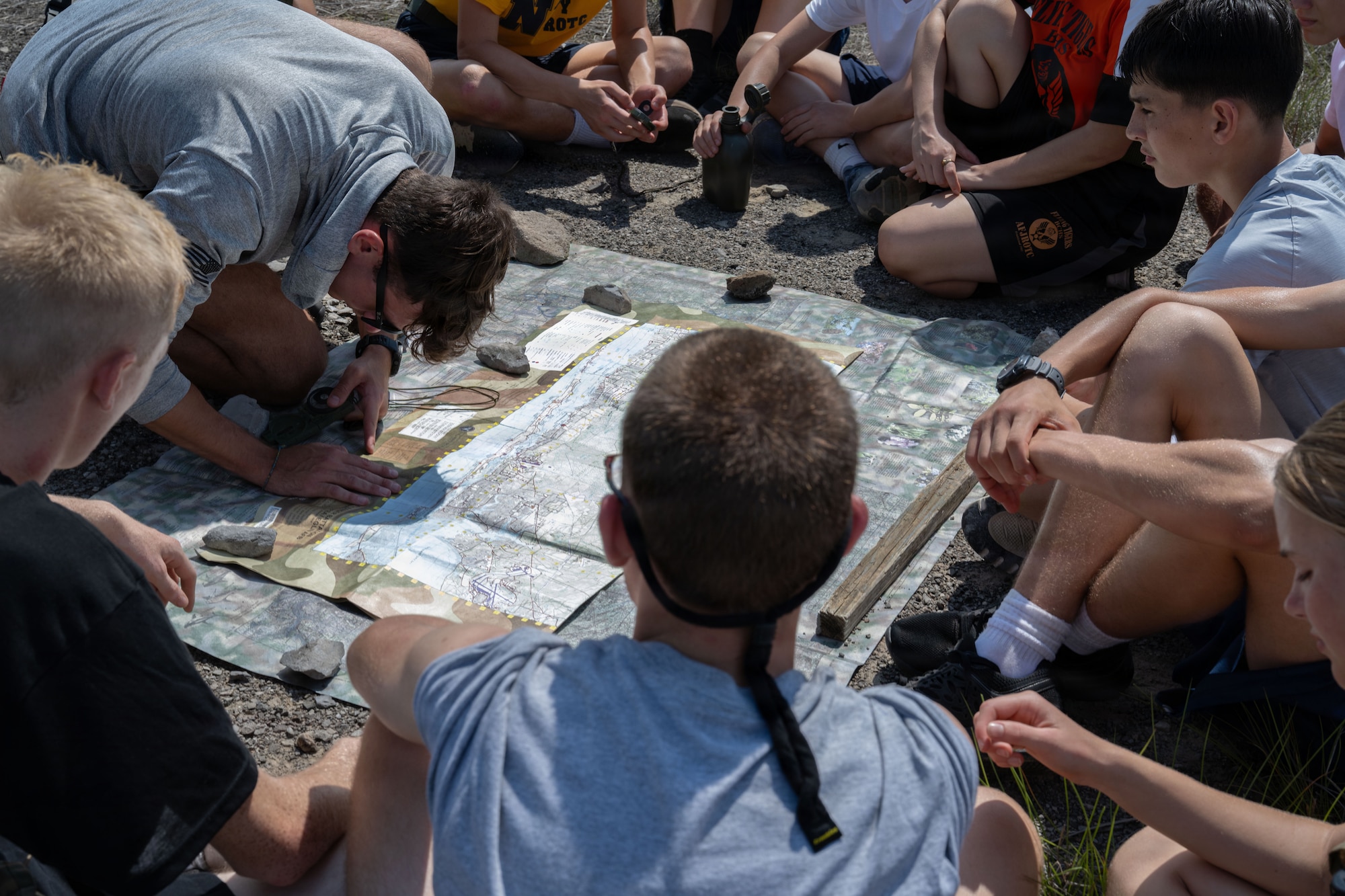 Junior ROTC cadets receive a lesson on compass navigation during Summer Leadership School at Hurlburt Field, Florida, June 25, 2026.