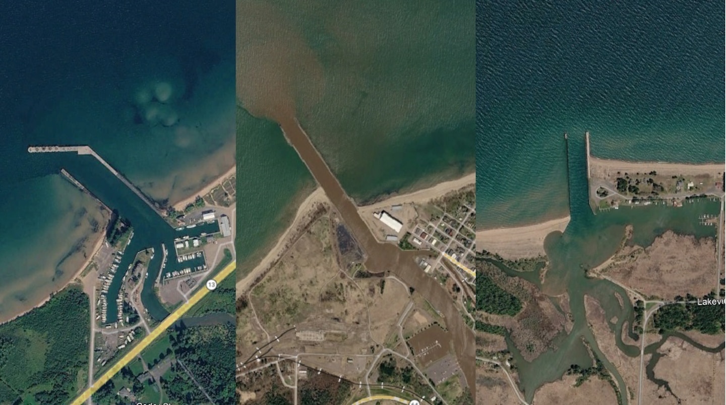 The U.S. Army Corps of Engineers, Detroit District plans to dredge Lake Superior harbors (pictured in order) Cornucopia, Wisconsin, Ontonagon, Michigan and Port Wing, Wisconsin this summer through fall. (U.S. Army Corps of Engineers photo.)