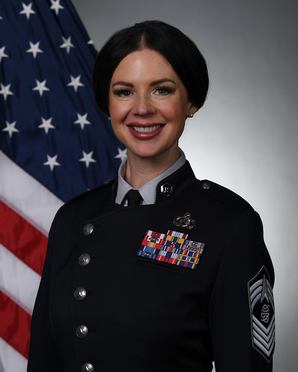 Chief Master Sgt. Sarah Williams poses for an official photo.