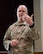 U.S. Air Force Chief Master Sergeant Scott D. Bradbury, 5th Bomb Wing Command Chief, addresses Airmen at an all-call July 23, 2026, at Minot Air Force Base, North Dakota. As the senior enlisted leader for the wing, Bradbury serves as Burrell’s principal advisor on matters affecting readiness, professional development, discipline, welfare and force utilization. (U.S. Air Force photo by Senior Airman Kendra A. Ransum)