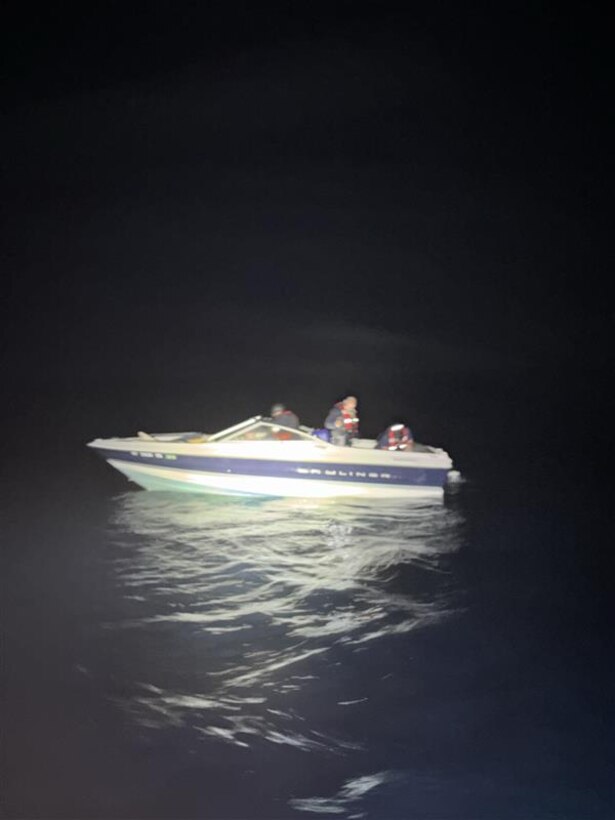 Coast Guard Cutter Forrest Rednour’s boarding team intercepts a 20-foot cuddy-cabin vessel approximately 11 miles offshore Point Loma, July 26, 2026. Five suspected aliens were taken into custody and later transferred to U.S. Border Patrol for further investigation. (U.S. Coast Guard courtesy photo)
