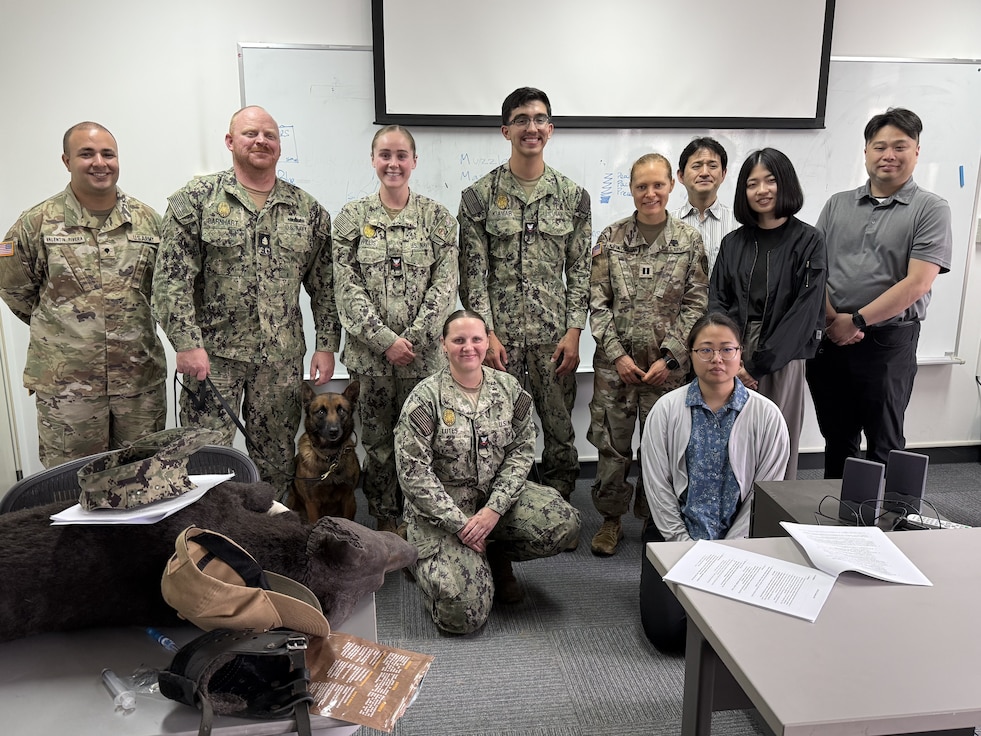 Army veterinary personnel at Camp Zama hosted a joint training event focused on tactical combat casualty care for military working dogs
