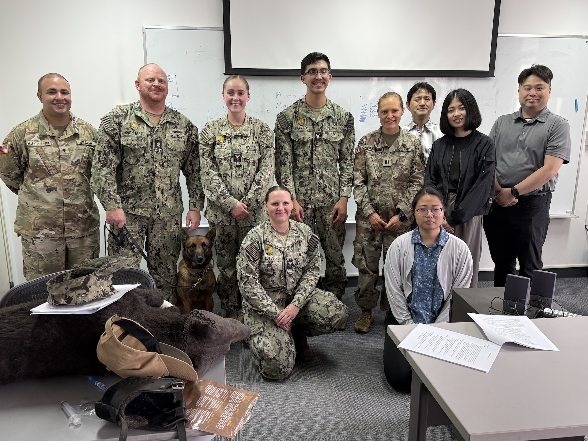 Army veterinary personnel at Camp Zama hosted a joint training event focused on tactical combat casualty care for military working dogs
