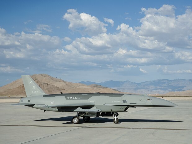 A U.S. Air Force YFQ-44A Fury aircraft sits on the flight line.