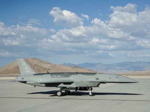 A U.S. Air Force YFQ-44A Fury aircraft sits on the flight line.