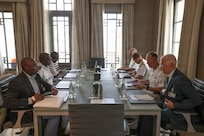 Commander, U.S. Naval Forces Europe and Africa Admiral George Wikoff discussed maritime security with the delegation from the Angolan Navy during the African Maritime Forces Summit 2026.