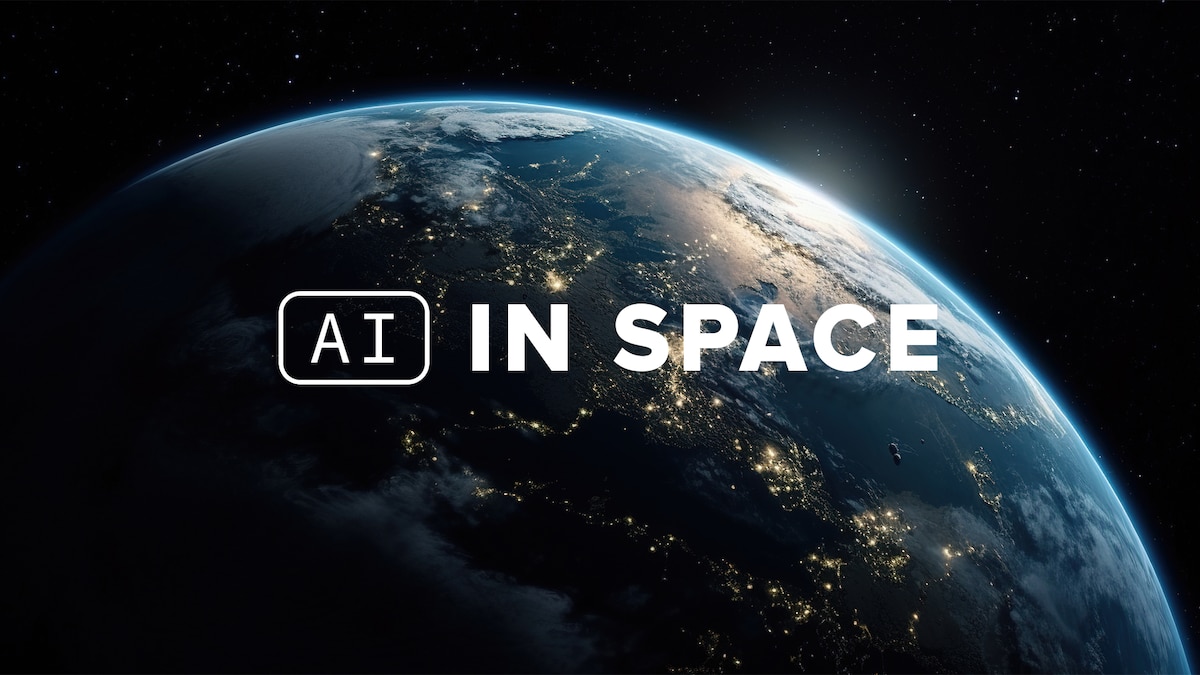 AI in space text over earth