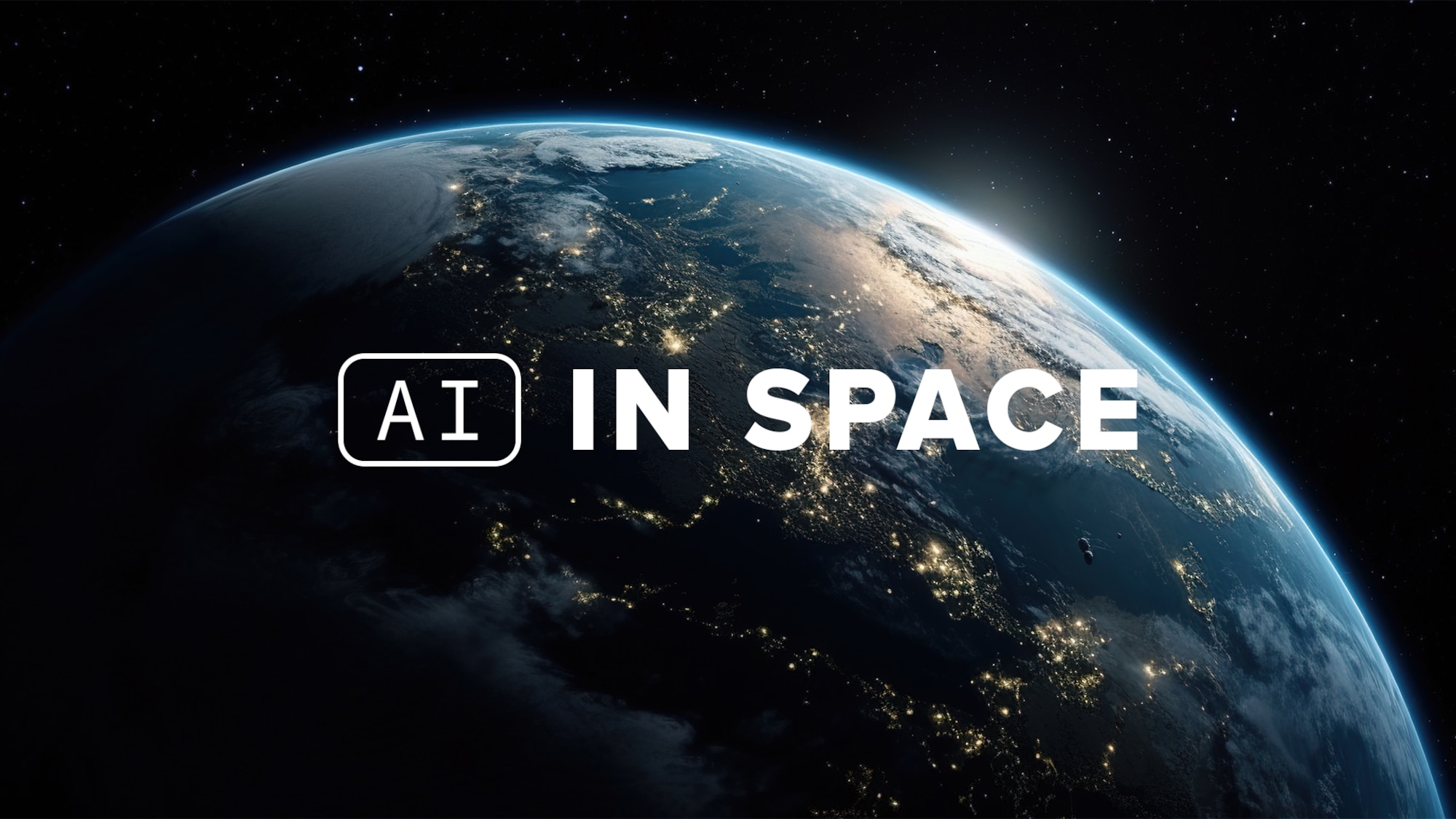 AI in space text over earth
