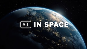 AI in space text over earth
