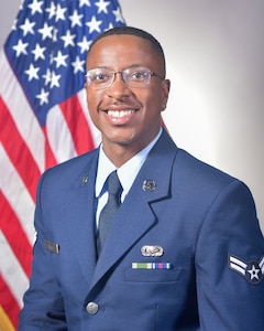 U.S. Air Force Airman 1st Class Jalen Rawls, a command support staff technician assigned to the 61st Force Support Squadron, Space Base Delta 3, poses for a portrait at Los Angeles Air Force Base, California, June 4, 2026. Rawls earned an early promotion to senior airman through the below-the-zone program following SBD 3's return to conducting in-person evaluation boards. Recognizing these achievements and cultivating outstanding leadership remain key commander priorities for SBD 3 to ensure peak mission readiness across the installation. (Courtesy photo by U.S. Space Force)