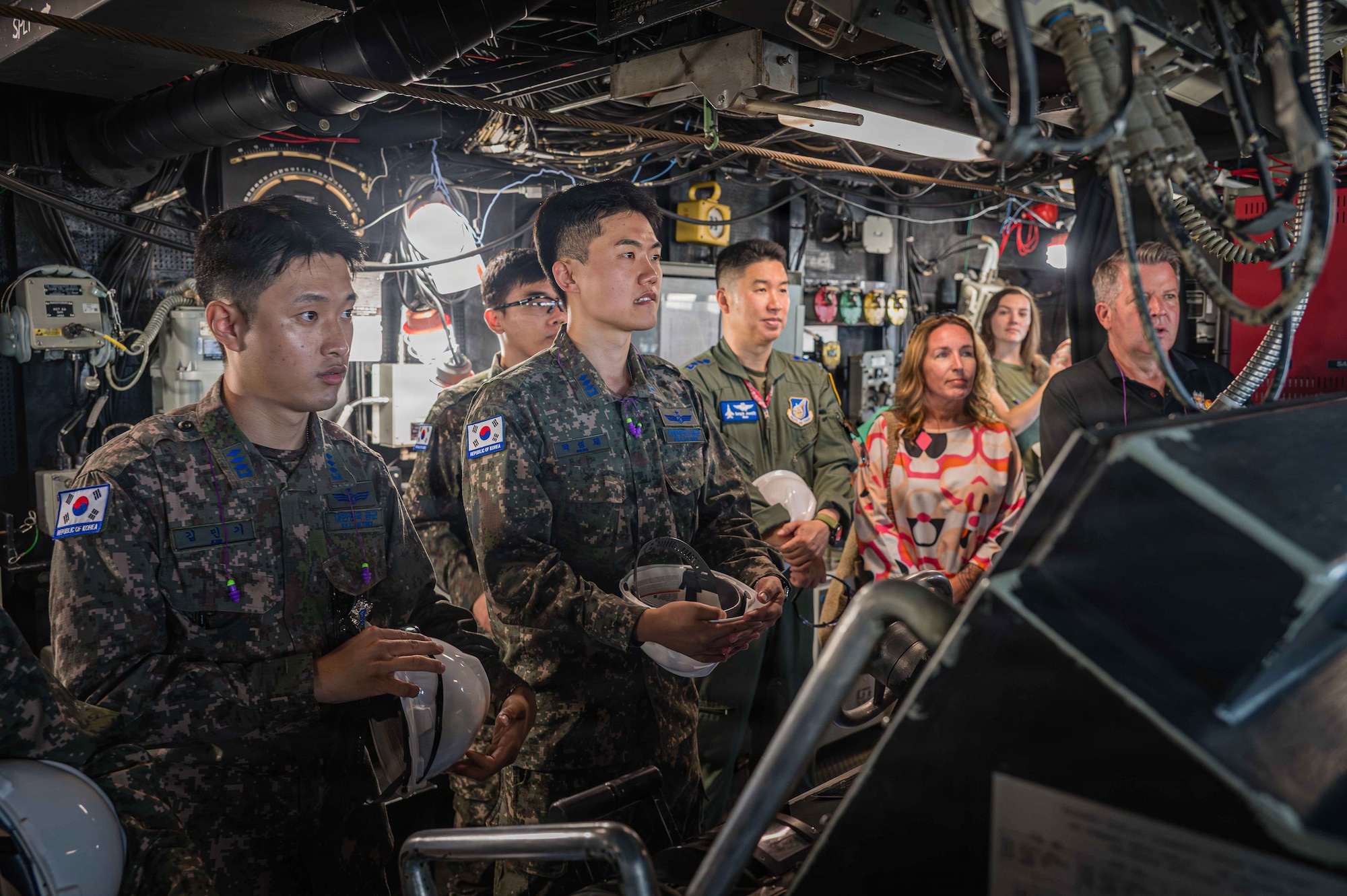 Service members assigned to the Republic of Korea Air Force, 94th Army Air and Missile Defense Command, and the Pacific Air Forces receive a tour of the USS William P. Lawrence as part of the Korean Tabletop Academy on Joint Base Pearl Harbor Hickam, Hawaii, July 21, 2026.