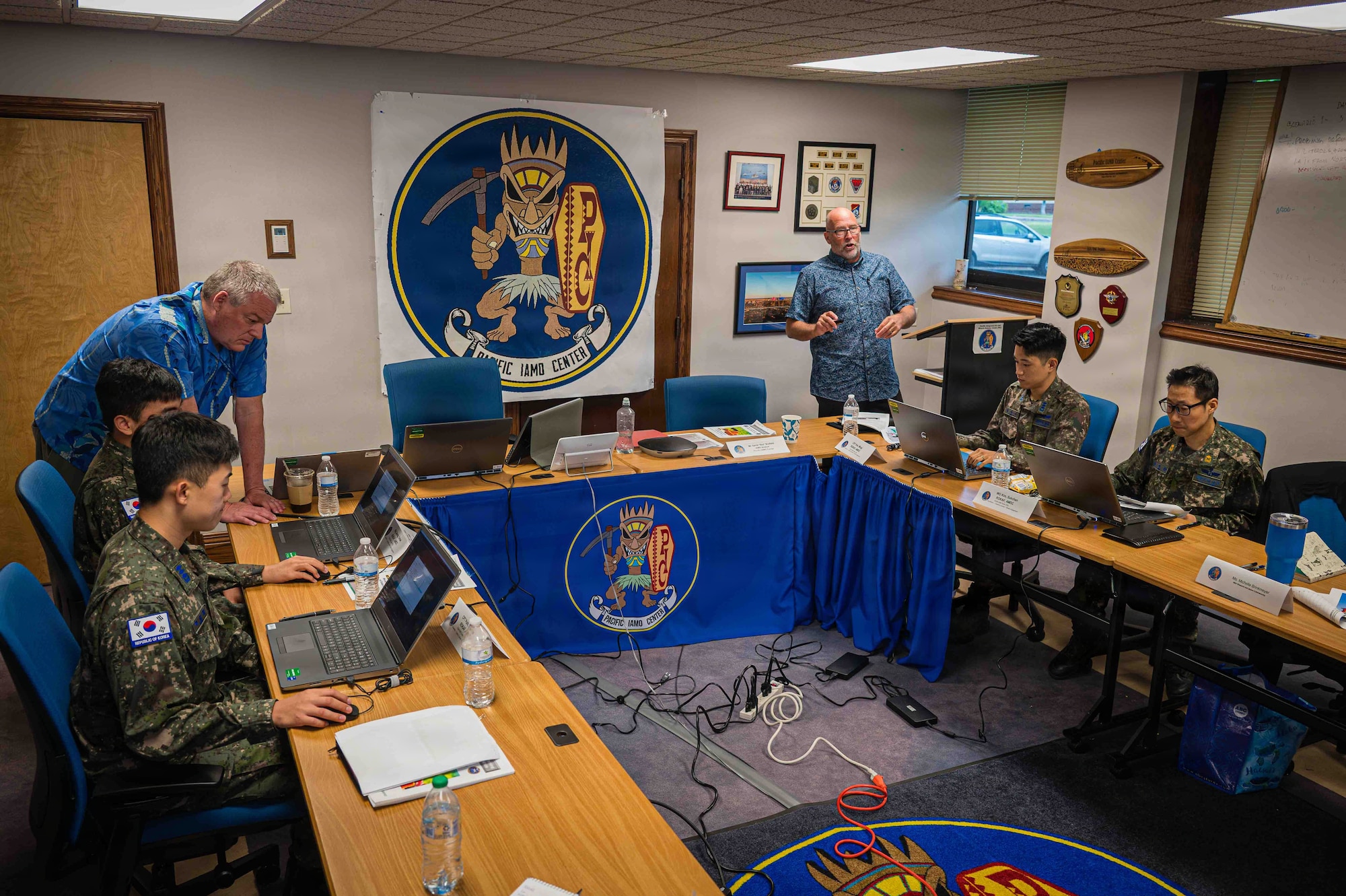 Service members assigned to the Republic of Korea Air Force, 94th Army Air and Missile Defense Command, and the Pacific Air Forces conduct international simulations as part of the Korean Tabletop Academy on Joint Base Pearl Harbor Hickam, Hawaii, July 22, 2026.