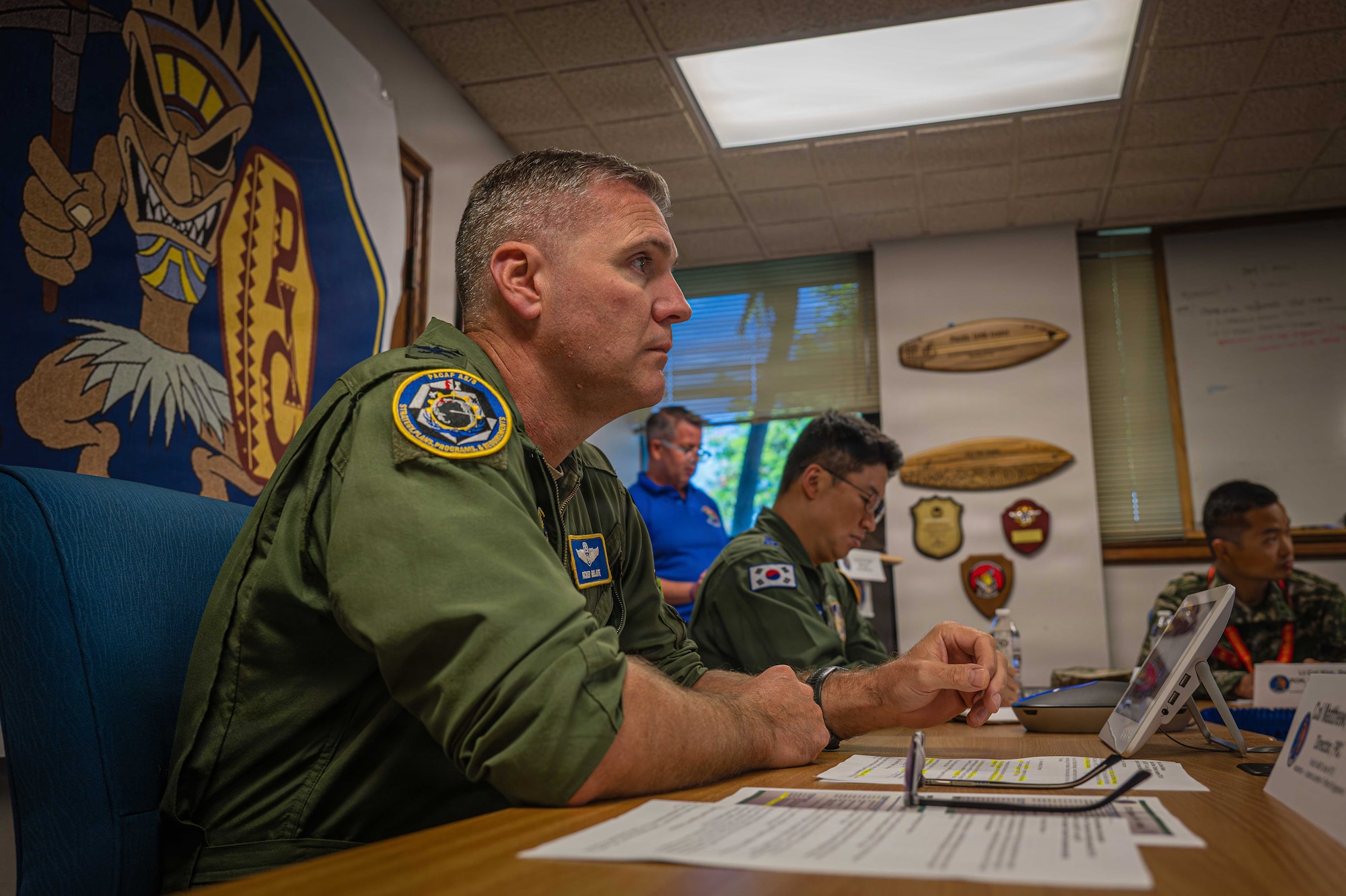 U.S. Air Force Col. Matthew Belote, the Pacific IAMD Center Director, participates in the Korean Tabletop Academy on Joint Base Pearl Harbor Hickam, Hawaii, July 14, 2026.