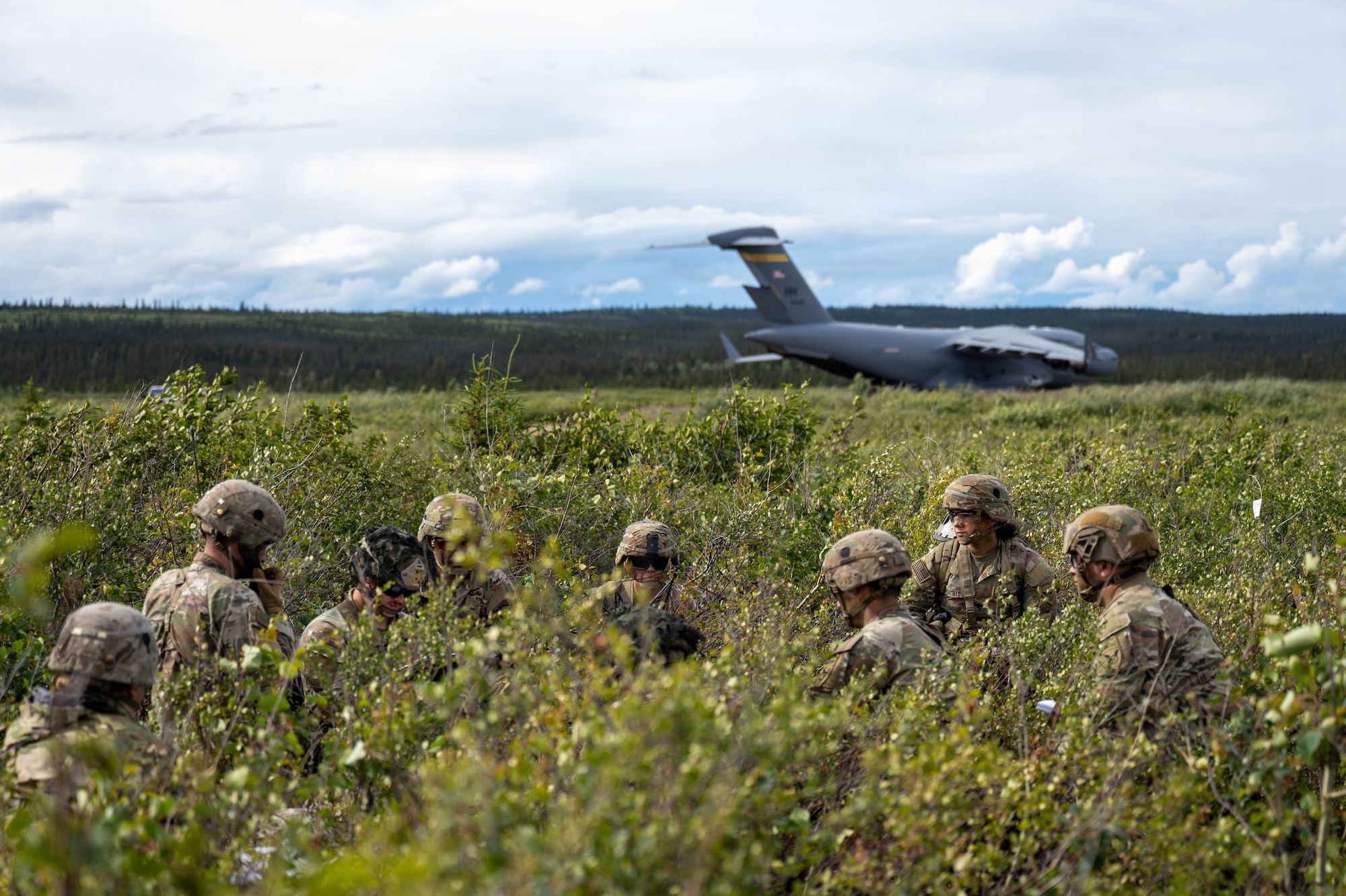 U.S. Soldiers assigned to the 2nd Battalion, 377th Parachute Field Artillery Regiment, 11th
Airborne Division, conduct field operations during a dry fire exercise at Donnelly Landing Zone,
Alaska, July 13, 2026. Arctic Predictable Iron ‘26 strengthened interoperability between U.S. Air
Force aircrews and Army airborne forces while enhancing rapid deployment capabilities within
austere environments. (U.S. Air Force photo by Senior Airman Lauren Torres)