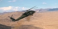 U.S. Army UH-64 Blackhawk helicopter fires off a LEDGR/UVC during Project Convergence-Capstone 6 (PCC6) at Fort Irwin, California, July 20, 2026.
