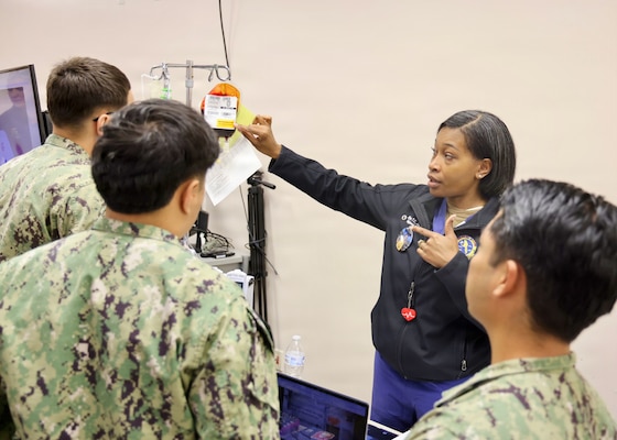 Nurses, hospital corpsmen and staff assigned to Navy Medicine Readiness and Training Command Twentynine Palms participate in the command's Annual Nursing and Corpsmen Skills Fair, April 28, 2026. The hands-on training reinforced critical clinical procedures, emergency response skills and communication to strengthen medical readiness and support the delivery of safe, high-quality patient care. (U.S. Navy photo by Christopher Jones, NH/NMRTC Twentynine Palms public affairs officer).