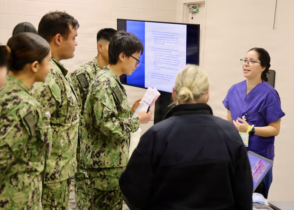 Nurses, hospital corpsmen and staff assigned to Navy Medicine Readiness and Training Command Twentynine Palms participate in the command's Annual Nursing and Corpsmen Skills Fair, April 28, 2026. The hands-on training reinforced critical clinical procedures, emergency response skills and communication to strengthen medical readiness and support the delivery of safe, high-quality patient care. (U.S. Navy photo by Christopher Jones, NH/NMRTC Twentynine Palms public affairs officer).