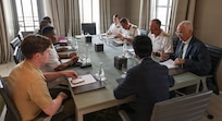Adm. George Wikoff, Commander, U.S. Naval Forces Europe and Africa discussed maritime security with the delegation from the Cameroon Navy during the African Maritime Forces Summit 2026 in Rabat, Morocco, 21, 2026.