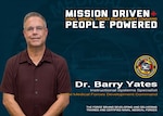 The Naval Medical Forces Development Command is Mission-Driven and most importantly People-Powered! Dr. Barry Yates, an Instructional Systems Specialist with NMFDC's Education and Training directorate, plays a central role in ensuring Navy medical personnel are trained with the most current, life-saving knowledge available. NMFDC is the headquarters element designated within the Bureau of Medicine and Surgery as a direct subordinate to the Surgeon General of the Navy, charged with leading and managing all medical training, education, professional development, and instruction to produce highly trained and ready medical personnel. Photo taken and graphic created at Joint Base San Antonio-Fort Sam Houston, July 17, 2026 (U.S. Navy graphic by Malcolm McClendon).