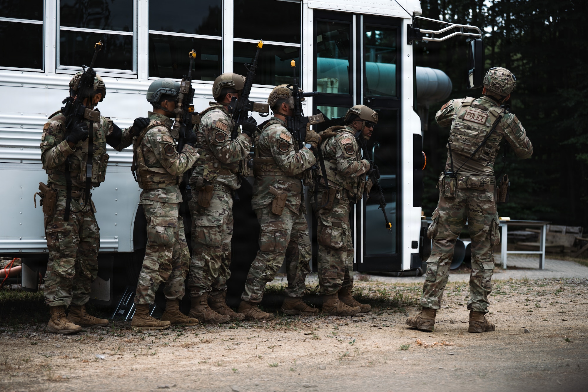 U.S. Air Force Airmen assigned to the 569th U.S. Forces Police Squadron, participate in a field training exercise at Kapaun Air Station, Germany, July 23, 2026.