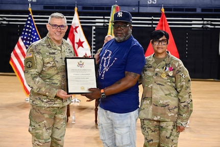The District of Columbia National Guard's Land Component Command (LCC) held a Change of Responsibility ceremony at the D.C. Armory on July 22, 2026, honoring the distinguished service of Command Sgt. Maj. Octavia V. Williamson and welcoming Command Sgt. Maj. James E. Perrault as the organization's new senior enlisted leader. Officiated by Brig. Gen. Craig M. Maceri, commander of the D.C. National Guard Land Component Command, the ceremony marked the formal transfer of responsibility for the enlisted force. As the LCC's senior enlisted leader, the command sergeant major serves as the principal advisor to the commander on all matters affecting Soldiers, overseeing enlisted readiness, training, discipline, morale, welfare, and leader development across the District's Army National Guard formations.

Williamson concludes an extraordinary 37-year military career after enlisting in the District of Columbia National Guard in 1989. Throughout her decades of service, she provided steadfast leadership while mentoring generations of Soldiers and strengthening the readiness of the District's land forces. Perrault now assumes responsibility for ensuring the continued development, preparedness, and welfare of the enlisted force.
