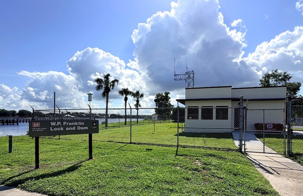 The new Category 5-rated, hurricane-hardened lock control building at the W.P. Franklin Lock and Dam stands ready to support operations and safely house lock operators during severe weather events. (USACE photo by Peggy Bebb)