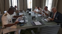 Commander, U.S. Naval Forces Europe and Africa Admiral George Wikoff discussed maritime security with the delegation from the Senegalese Navy during the African Maritime Forces Summit 2026.