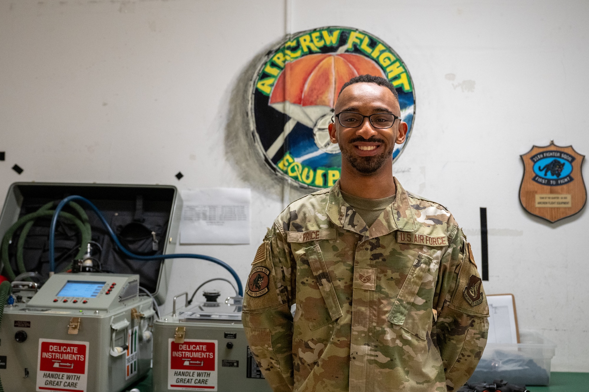 An Airman poses for a photo.