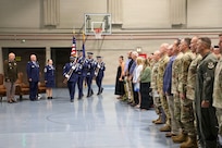 A New York Air National Guard color guard presents the colors during the activation of the New York Air National Guard Recruiting and Retention Squadron at the New York National Guard headquarters in Latham, N.Y, July 29, 2026.