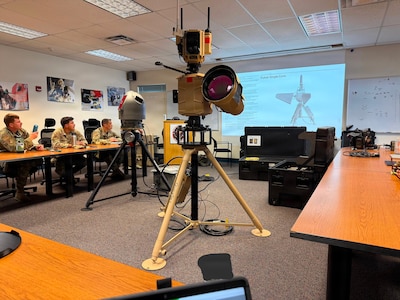 Soldiers and Airmen from the Washington National Guard's 10th Civil Support Team receive a briefing on an advanced counter-unmanned aircraft systems at their office at Camp Murray, Washington, June 23, 2026.