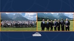 A graphic with two group photos of attendees.