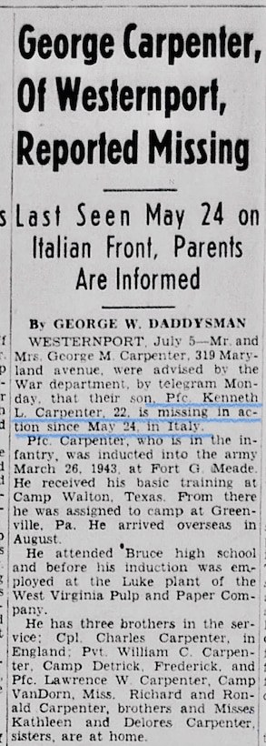 U.S. Army Pfc. Kenneth L. Carpenter