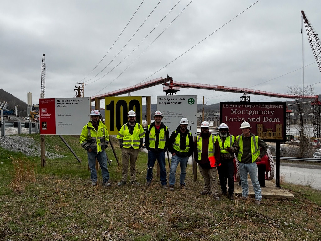 Team members from ERDC developed and validated the mass and underwater concrete mixtures that will be used to construct the new lock chamber at Montgomery Locks and Dam. (Photo credit Dylan Scott)