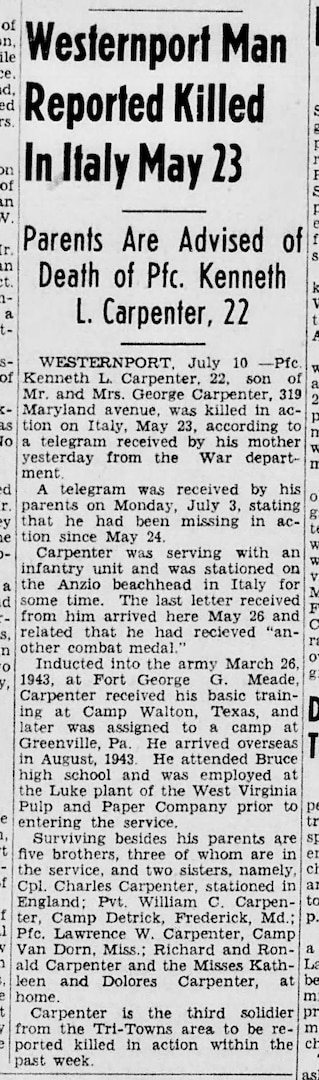 U.S. Army Pfc. Kenneth L. Carpenter