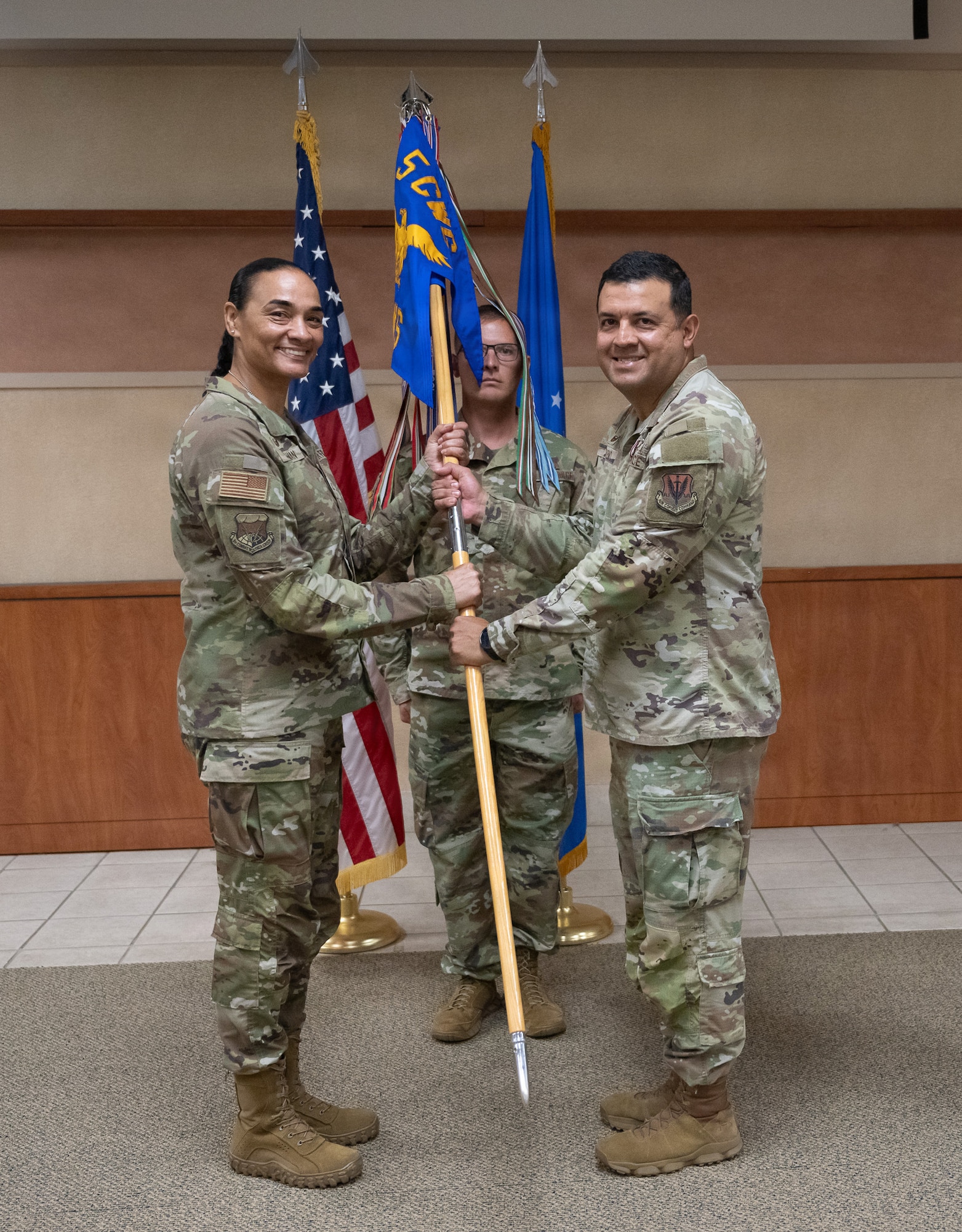 Passing of a guidon during a change of command ceremony