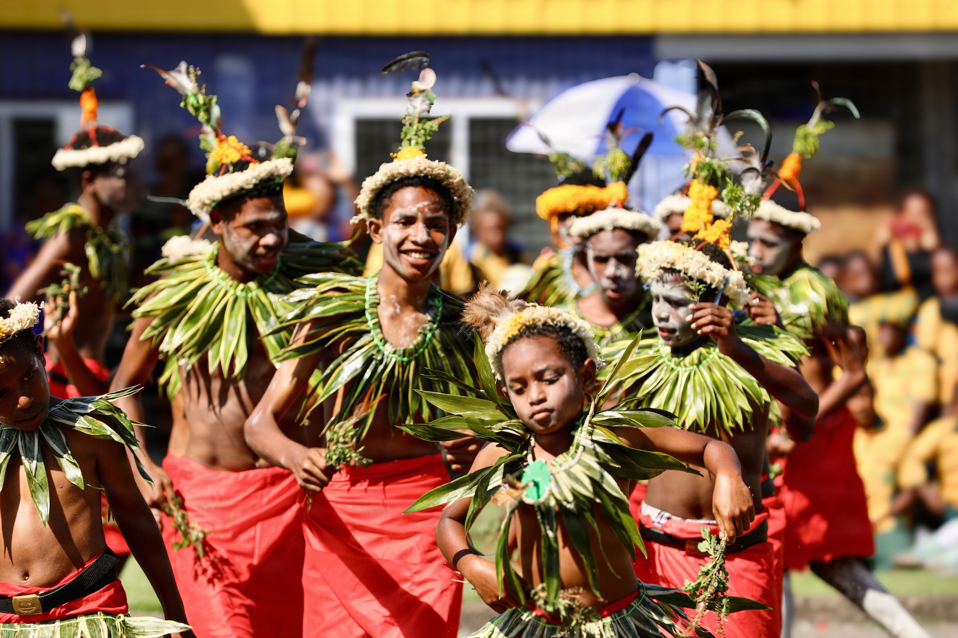 Students from Igam Barracks Primary School perform a traditional ceremonial dance showcasing Papua New Guinea’s rich cultural heritage during the closing ceremony for the ENCAP and health engagement at Igam Barracks in Lae, Papua New Guinea, July 22, 2026.