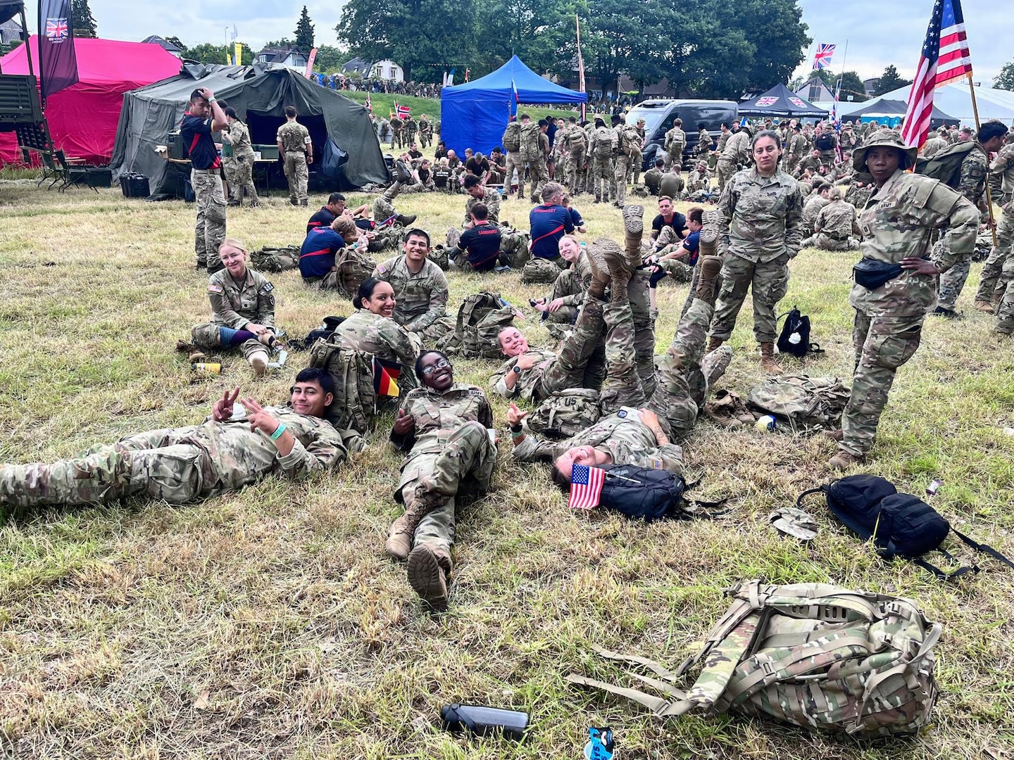 Landstuhl Regional Medical Center Soldiers pose for a group photo after completing the The 108th annual Nijmegen Four Days Marches, known as the "Walk of the World," took place July 21-24, with more than 47,000 participants, including over 6,500 service members from 77 different countries. Participants marched 100 miles (160 kilometers) over four consecutive days.