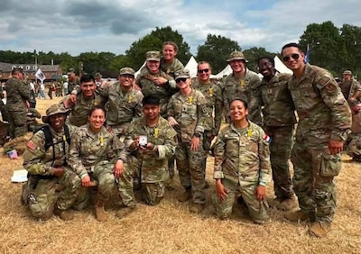 Landstuhl Regional Medical Center Soldiers pose for a group photo after completing the The 108th annual Nijmegen Four Days Marches, known as the "Walk of the World," took place July 21-24, with more than 47,000 participants, including over 6,500 service members from 77 different countries. Participants marched 100 miles (160 kilometers) over four consecutive days.