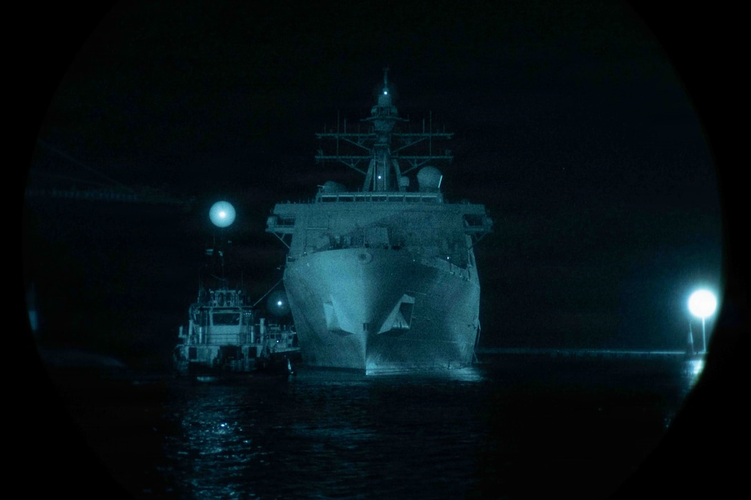 San-Antonio class amphibious transport dock USS Fort Lauderdale (LPD 28) arrives in La Guaira Port, Venezuela, June 28, 2026. At the direction of U.S. Southern Command, assigned to U.S. Military forces are supporting Department of State-led U.S, disaster assistance to the people of Venezuela in the aftermath of June 24, 2026, earthquakes, (U.S. Marine Corps photo)