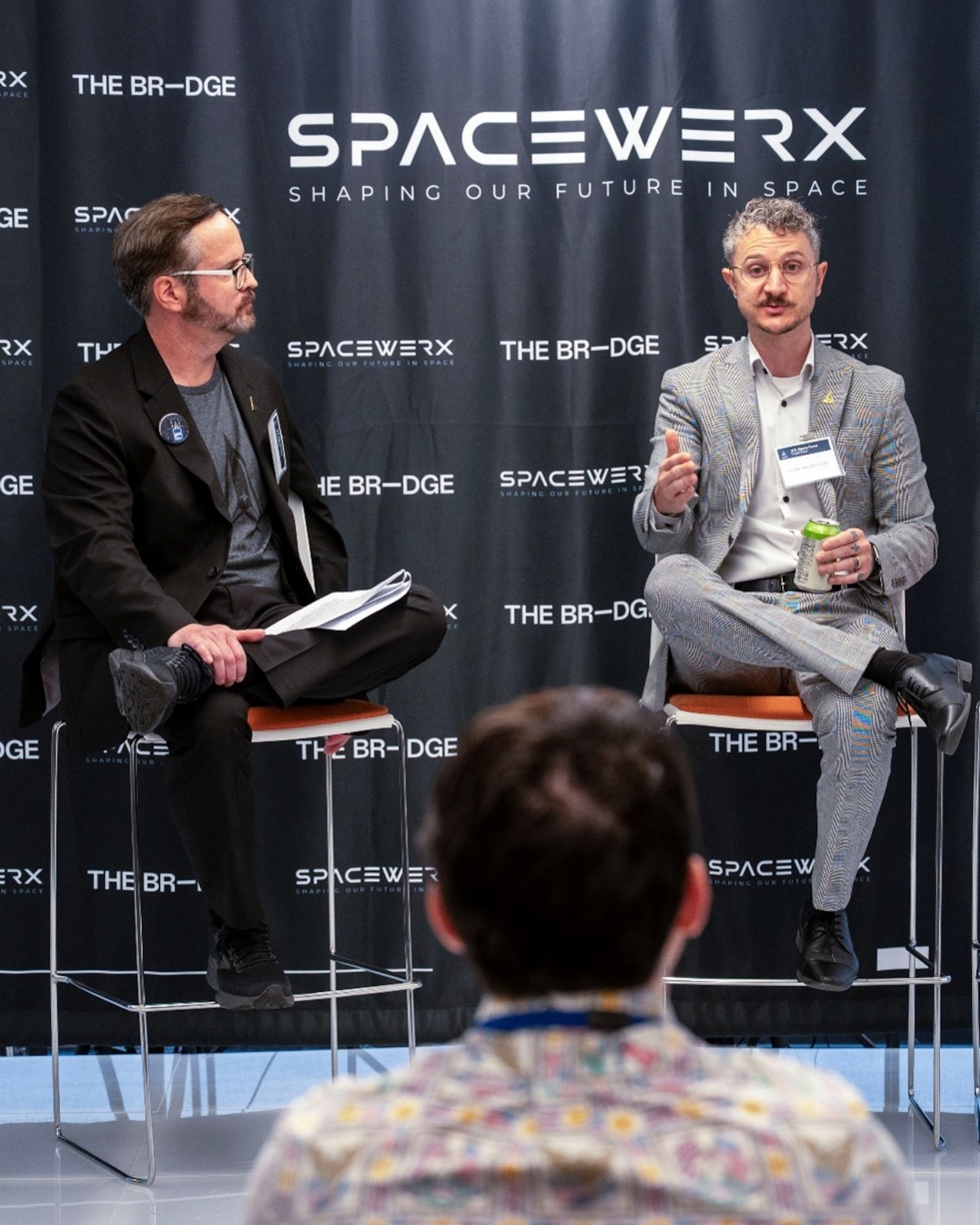 Vic Vigliotti, director of USSF Front Door (right) answers questions at the Front Door Morning Mixer on July 22, 2026 in El Segundo, as Mark Royer, Front Door event coordinator (left) looks on. Nearly 50 Space Systems Command officials participated in a spirited open panel discussion about how the Front Door fosters collaborative relationships between the U.S. government and commercial space vendors. (USSF photo by Jason Slawson)