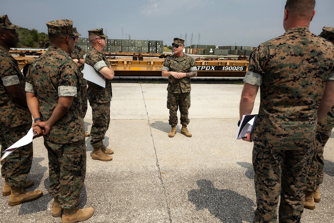 Marine Corps logistics commander emphasizes readiness, stewardship at Blount Island