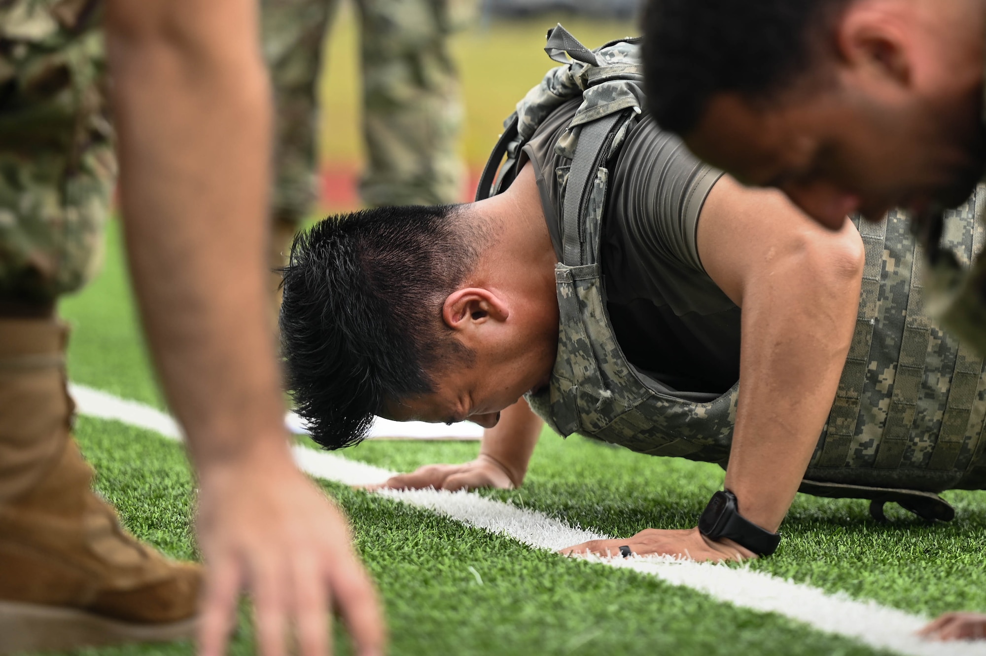 A man does a push-up