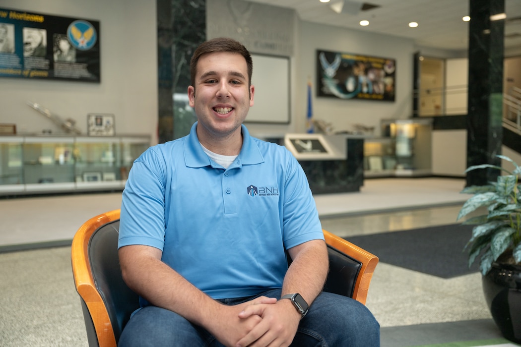 Owen Baskin, a mechanical engineering student at Tennessee Technological University, is currently interning with Beyond New Horizons at Arnold Air Force Base, headquarters of Arnold Engineering Development Complex. Baskin said the internship has allowed him to gain additional knowledge in his field of study while also learning about his family’s connection to the base that spans generations. (U.S. Air Force Photo by Keith Thornburgh)