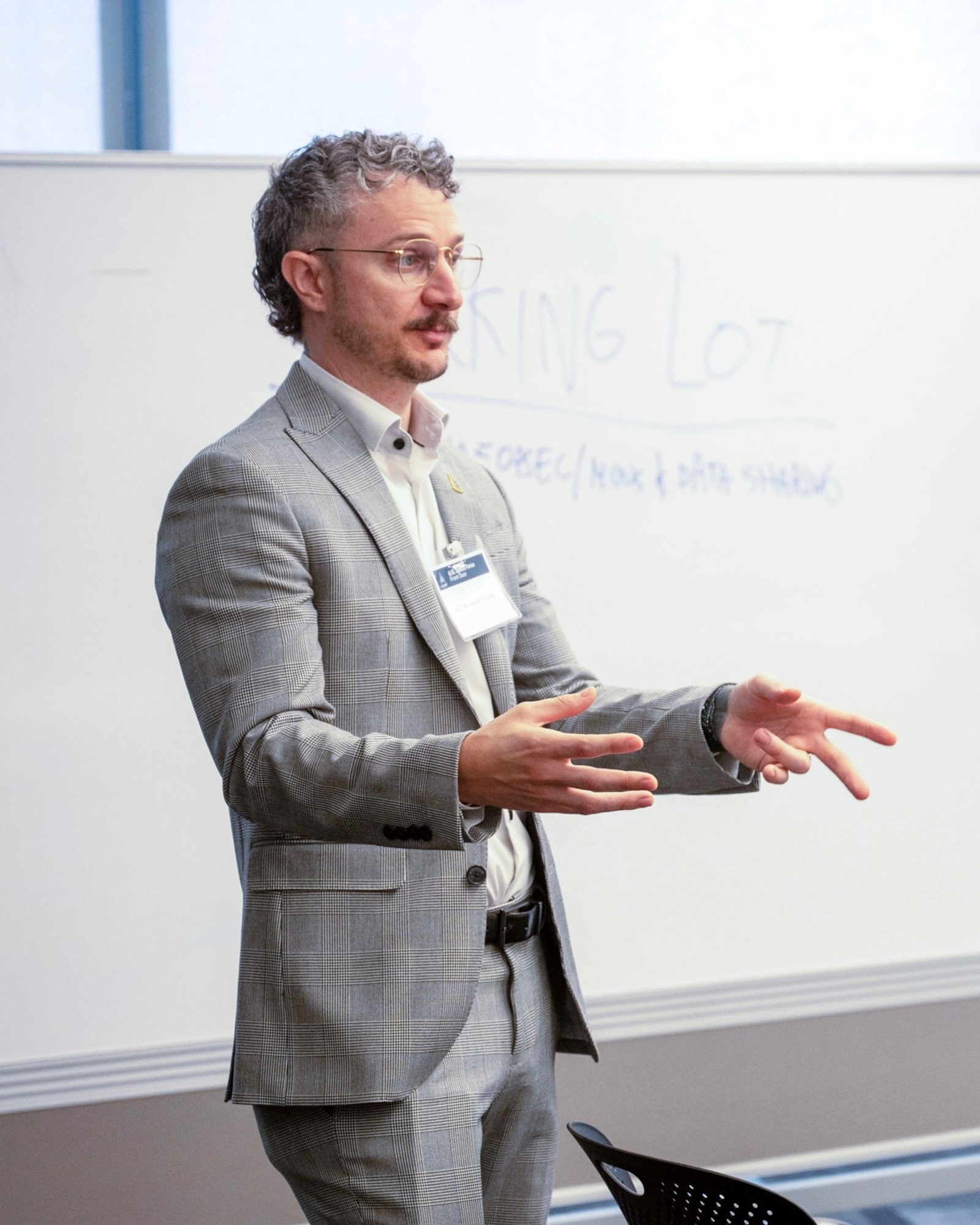 Vic Vigliotti, director of USSF Front Door, makes a point during the USSF Front Door’s first-ever Morning Mixer July 22, 2026 in El Segundo. Nearly 50 Space Systems Command officials participated in a spirited open panel discussion about how USSF Front Door can connect commercial space vendors and U.S. government. (USSF photo by Jason Slawson)