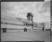 An exterior view of the Ladd Field Operations Building and Control Tower at Fort Wainwright, Alaska, circa 1933.