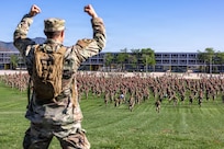 Basic cadets from the U.S. Air Force Academy Class of 2030 and cadet cadre march back from Jacks Valley at the U.S. Air Force Academy in Colorado Springs, Colo., July 24, 2026. March Back marks the conclusion of the second phase of Basic Cadet Training, during which cadets completed field training designed to develop discipline, resilience, teamwork and warfighting readiness. (U.S. Air Force photo by Jonathan Suni)