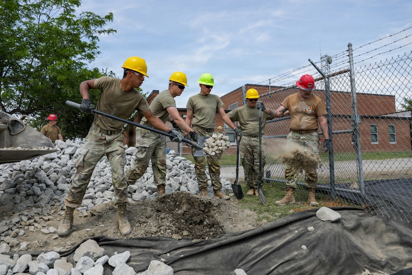 The 207th Engineer Company completed three separate projects at the three separate locations for their annual training, utilizing both their horizontal and vertical engineers.