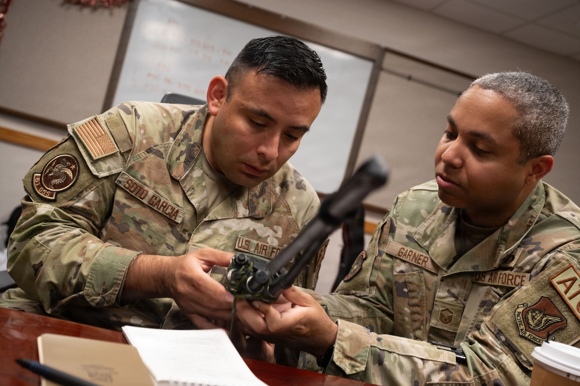 Airmen use radios.