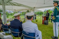 U.S. Army Gen. Xavier T. Brunson, commander of United Nations Command, Combined Forces Command, and U.S. Forces Korea, delivers a speech at the interment ceremony for former French Korean War veterans André Datcharry and Jacques Grisolet at the United Nations Memorial Cemetery in Korea in Busan, South Korea, on May 27, 2026.